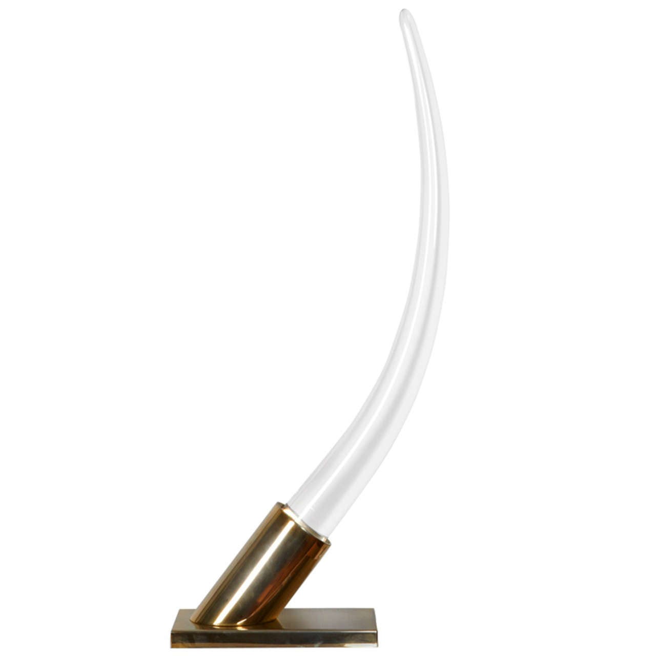 1970s Huge Lucite Tusk Lamp