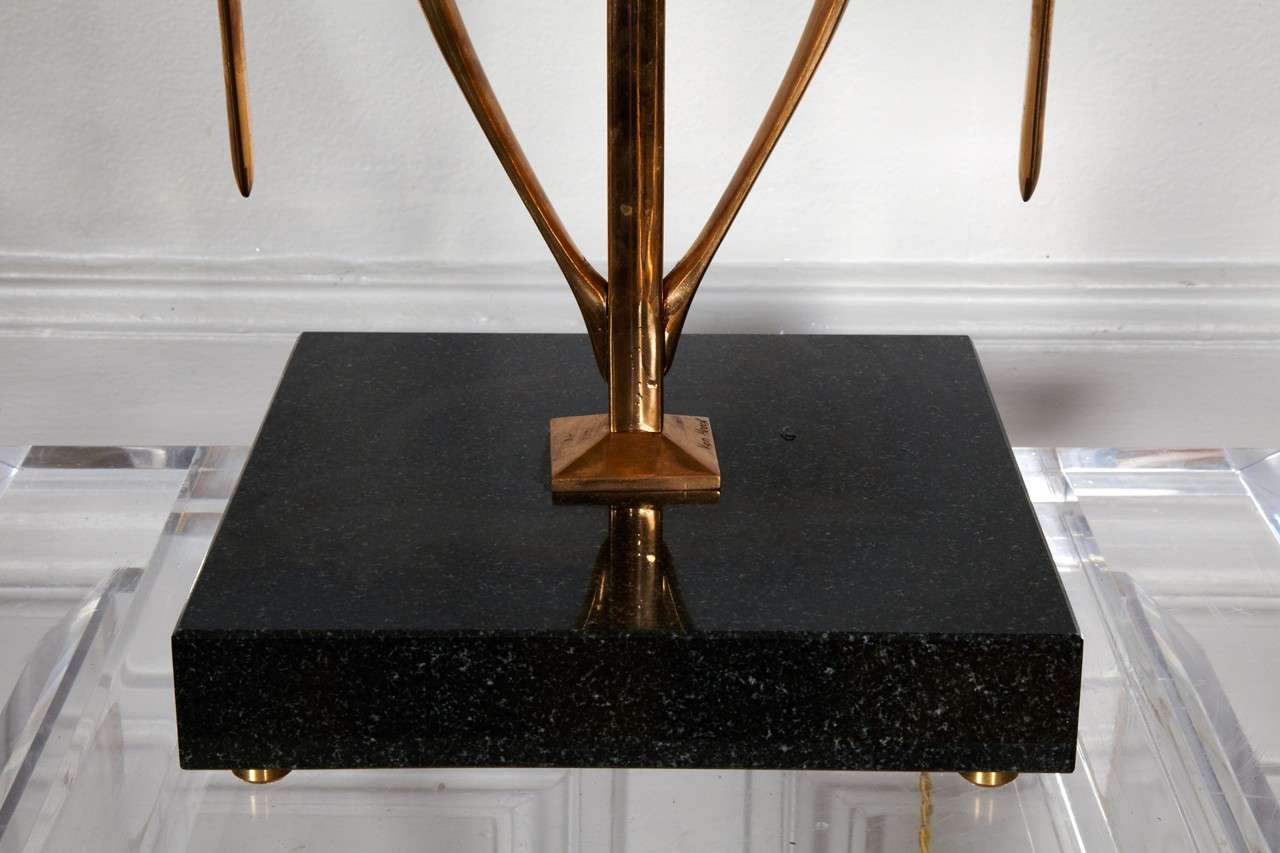 Belgian Rare Pair of 1970s Bronze Lamp by Van Heeck For Sale