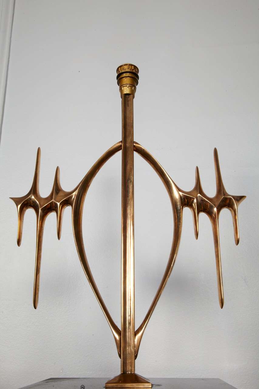 Late 20th Century Rare Pair of 1970s Bronze Lamp by Van Heeck For Sale