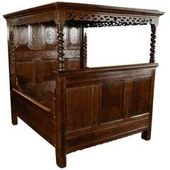 Antique Carved Oak Tester Bed