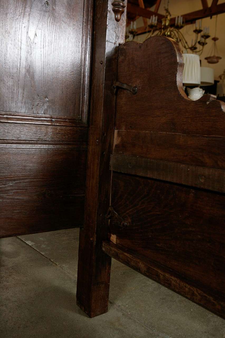 18th Century and Earlier Antique Carved Oak Tester Bed For Sale