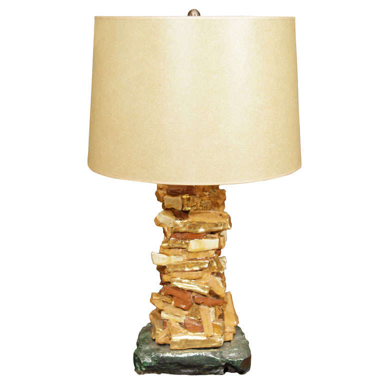 Rocaille Parcel Gilt, Clear and Copper Glazed Lamp