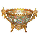 Antique "Rose Medalion" Ormolu Mounted Bowl