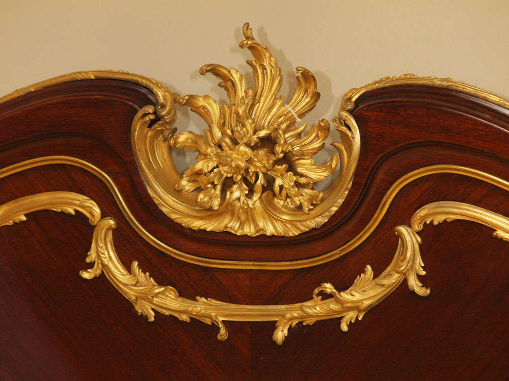 Antique French Ormolu Mounted Mahogany Bed Signed Francois Linke 6