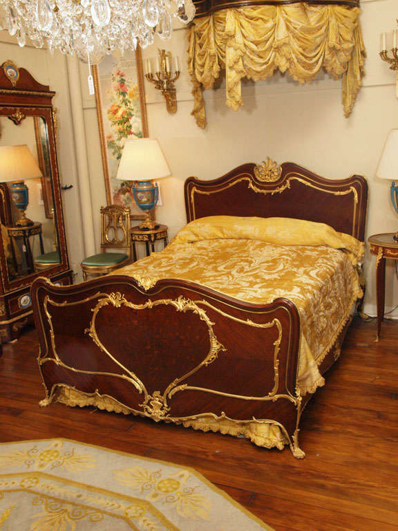 Antique French Ormolu Mounted Mahogany Bed.
Signed Francois Linke,  19th Century Master Ebeniste.