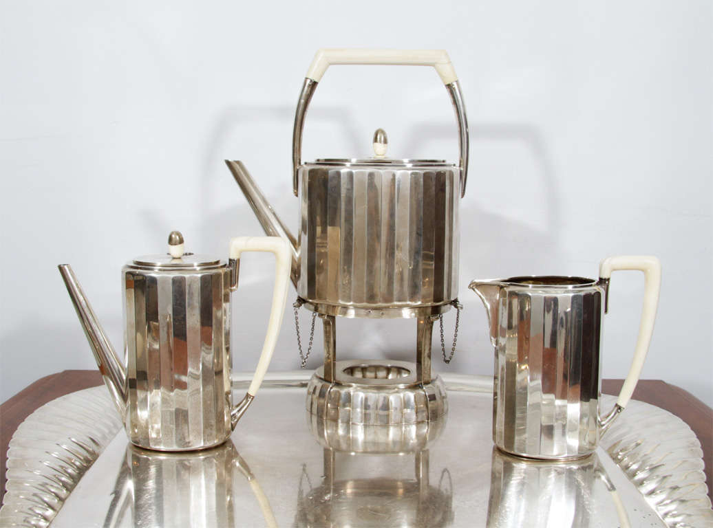 20th Century Fine & Rare Art Deco Silver Tea Service