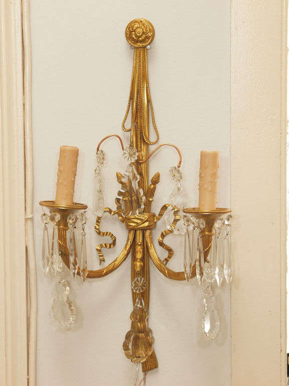 Crystal and Bronze Sconces