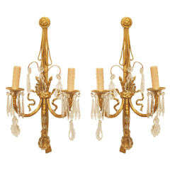 Crystal and Bronze Sconces