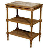 French Three Tier Gilt Wood Etagere with Caned Shelves