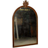 19th Century French  Arched Gilt Mirror with Armorial Crest