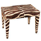 zebra and nailhead bench/sidetable