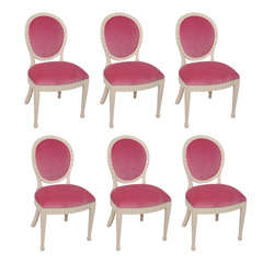 Set of 8 White Lacquer Dining Chairs