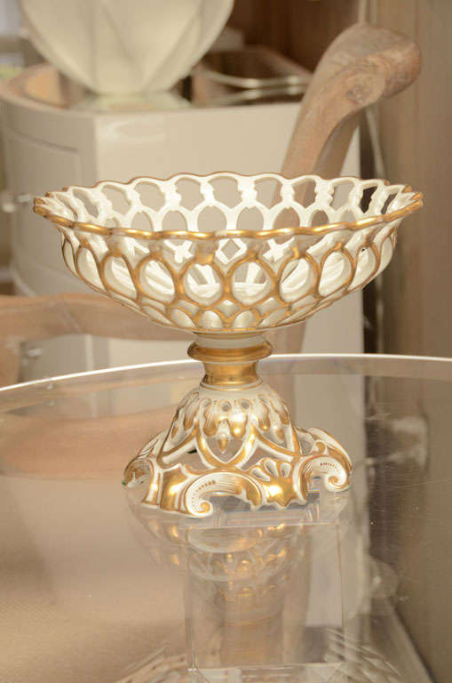 French Old Paris Porcelain Latticed Bowl