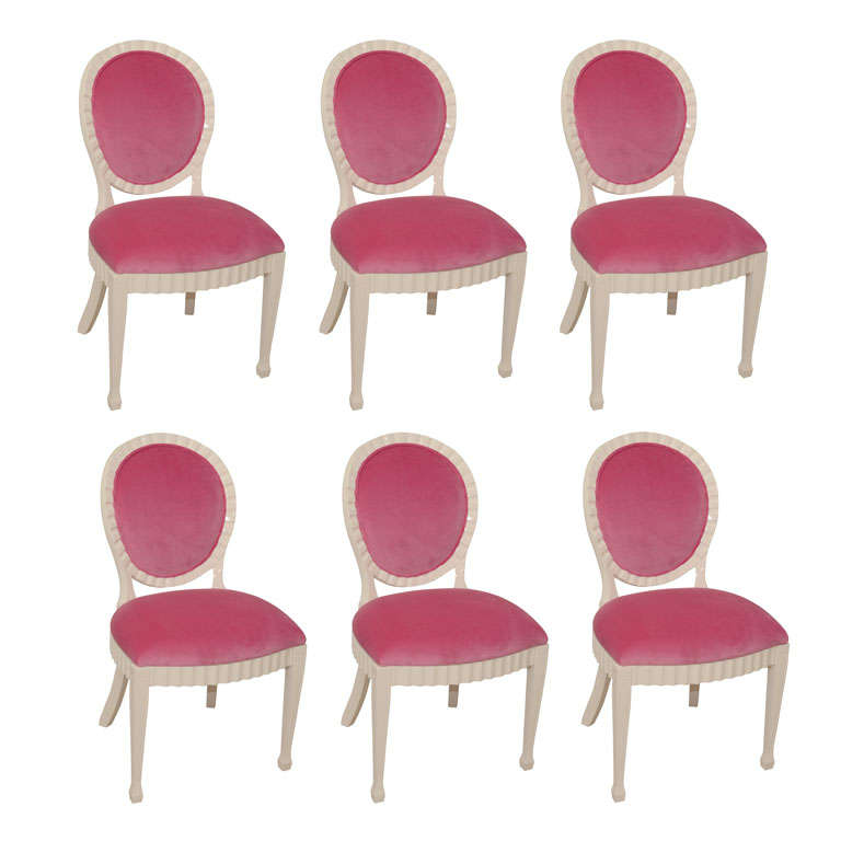 Set of 8 White Lacquer Dining Chairs at 1stdibs