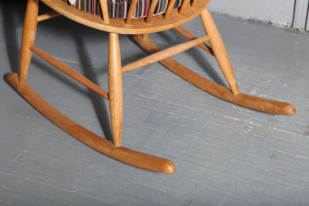 Oak Danish Vintage Rocking Chair by Illum Wikkelso