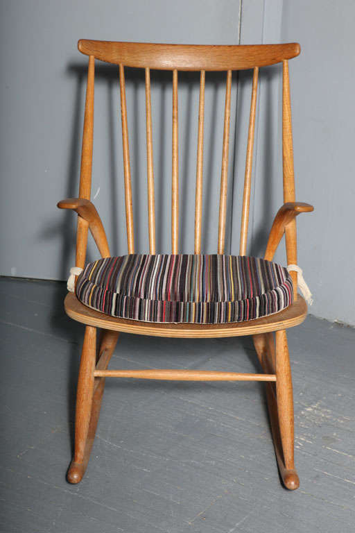 Danish Vintage Rocking Chair by Illum Wikkelso 1