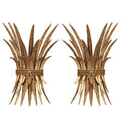Pair of Gilded Iron Sconces