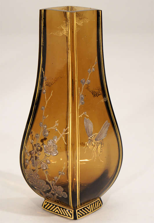 Pair of Diminutive Baccarat Aesthetic Movement Gilded Vases