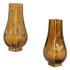 Pair of Diminutive Baccarat Aesthetic Movement Gilded Vases