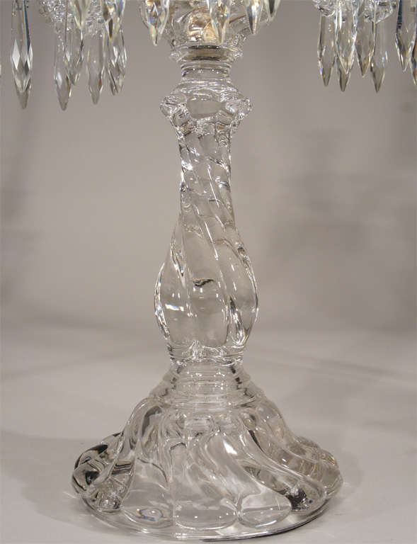 French 3 Piece Molded Crystal Candelabra/Centerpiece attr. Baccarat