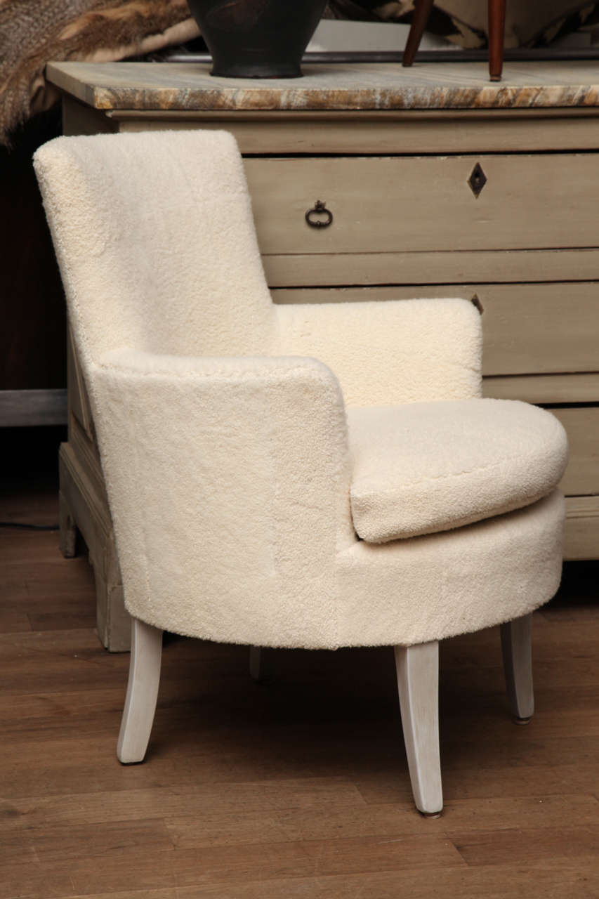 Shearling Wing Chair In Excellent Condition In New York, NY