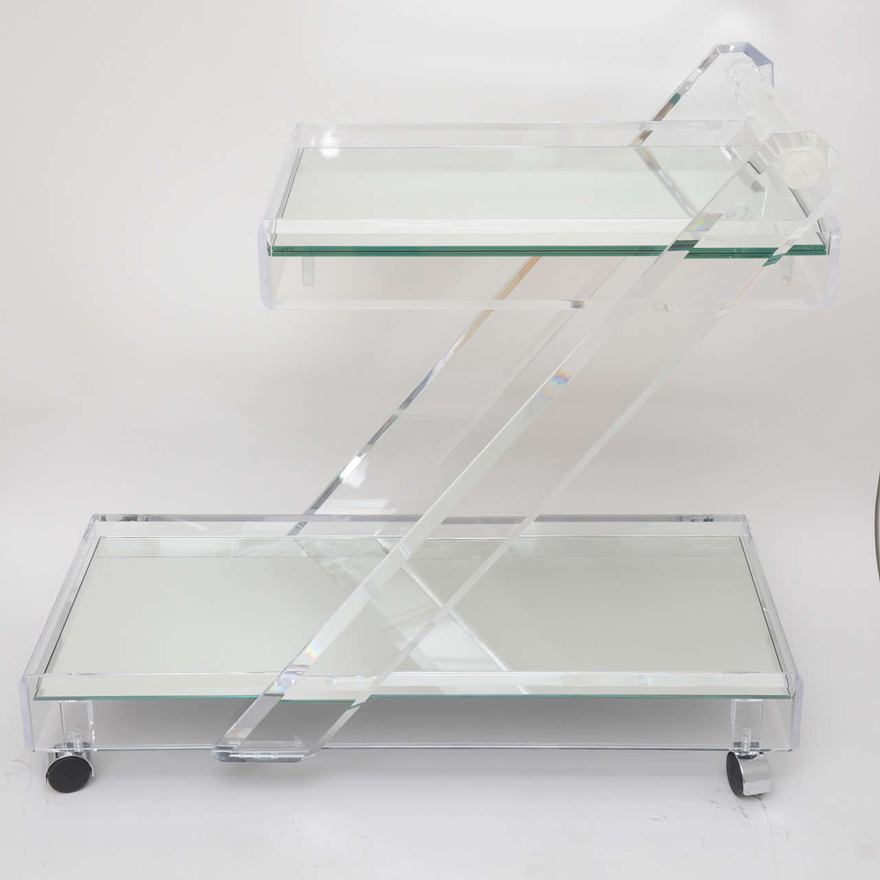Lucite and Mirror Bar Cart In Good Condition In West Palm Beach, FL