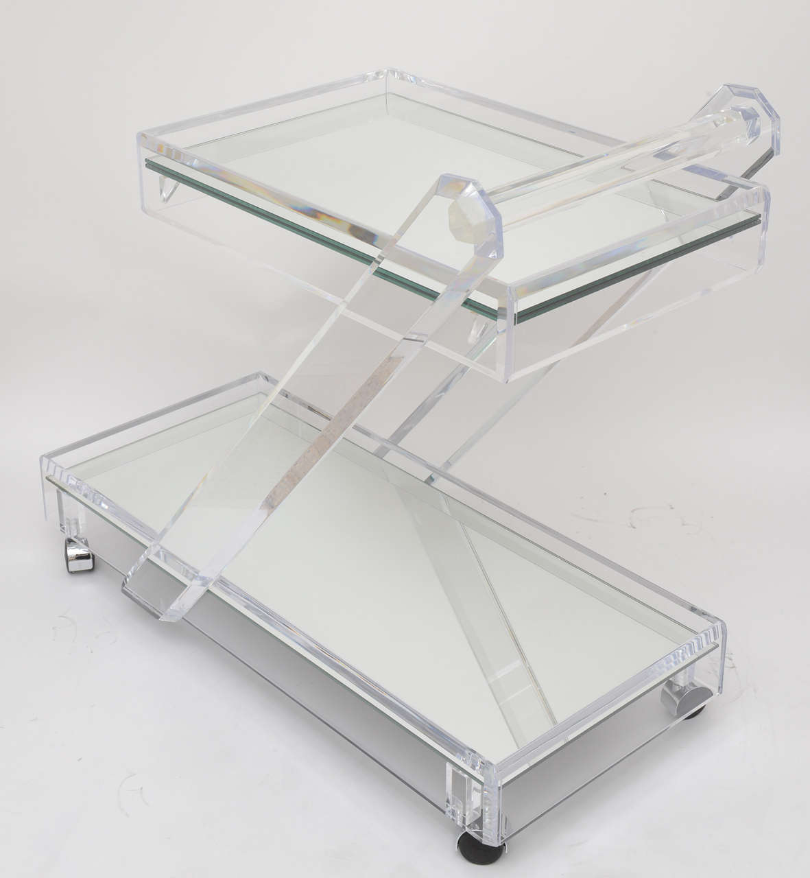 Late 20th Century Lucite and Mirror Bar Cart