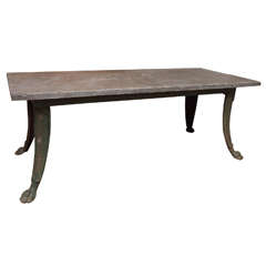 Large Iron Table with Stone Top