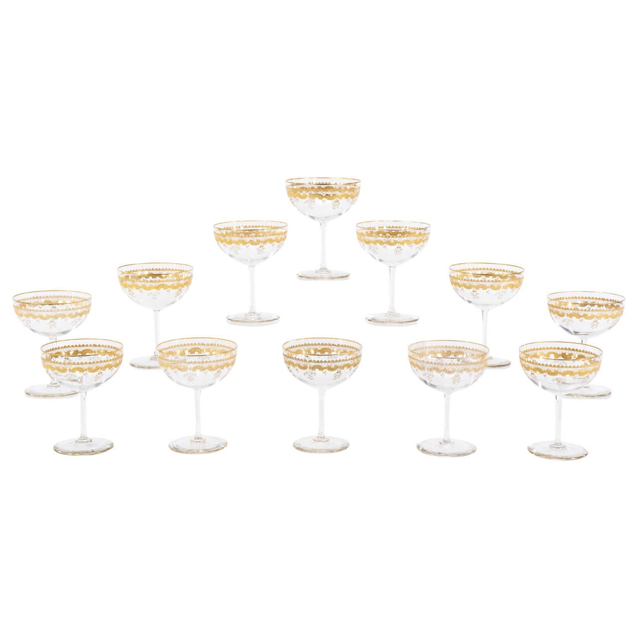 Set of 12 St. Louis, Hand Blown Crystal Footed Dessert Compotes or "Supremes" For Sale