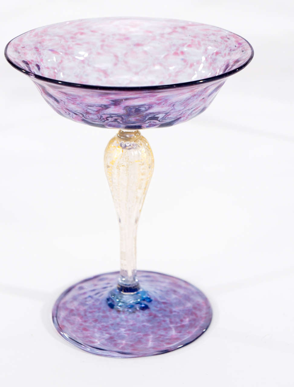 12 Salviati Venetian Amethyst Champagne/Compotes with Gold Leaf Inclusions In Excellent Condition In Great Barrington, MA