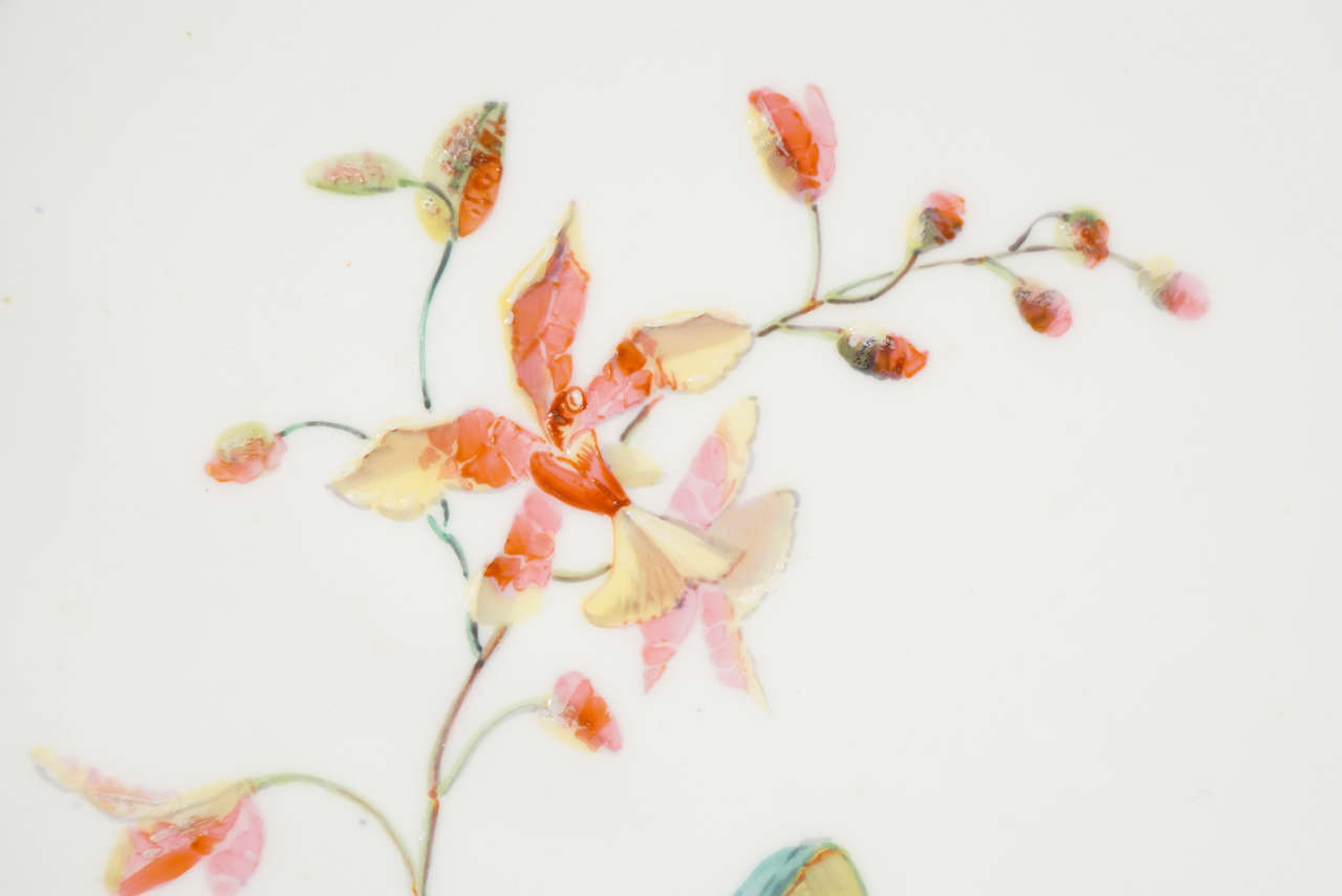 Porcelaine Service à dessert du mouvement esthétique Brownfield avec orchidée peinte à la main en vente