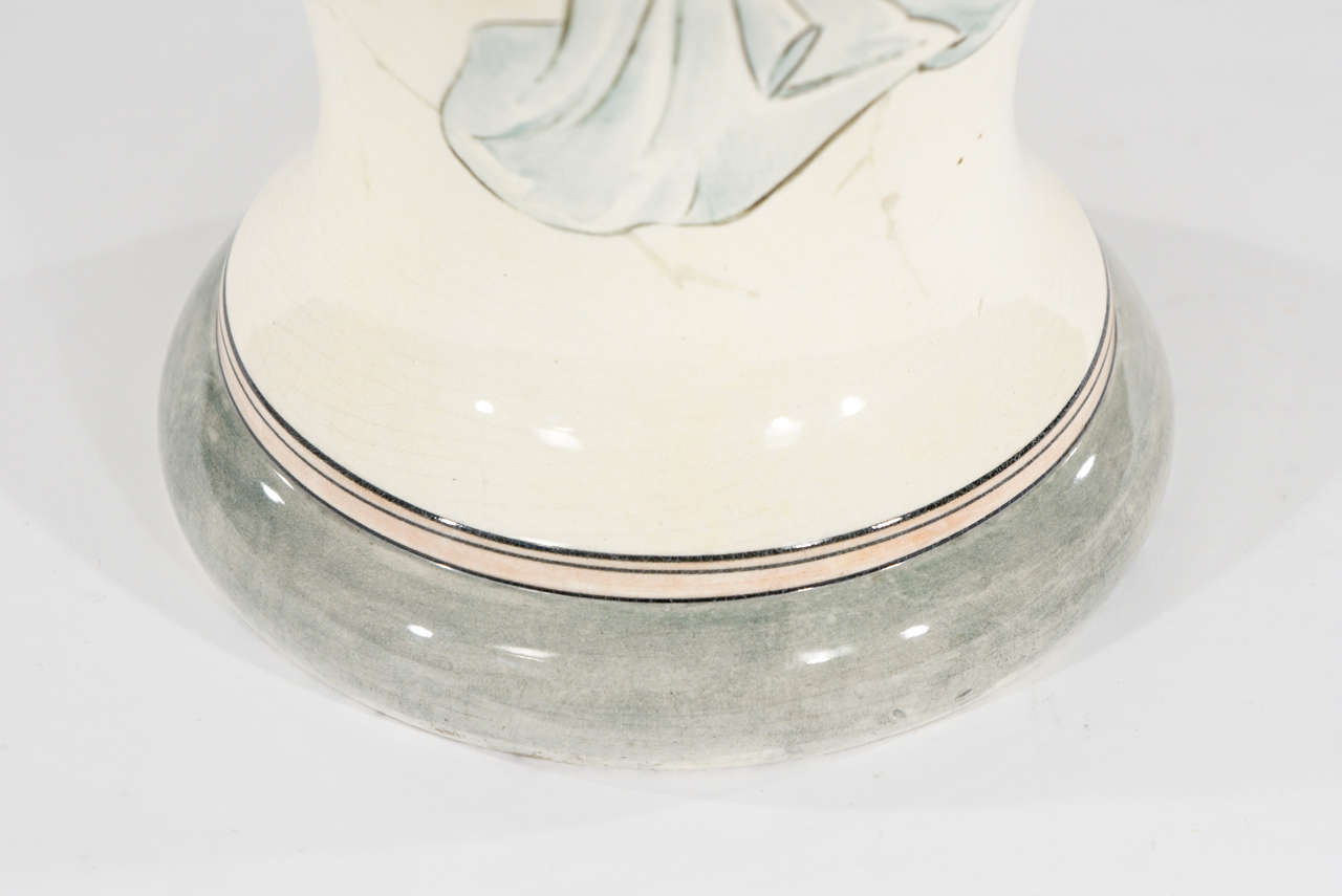 Hand-Painted Monumental 19th Century Choisy-le-Roi Art Nouveau Vase, Artist Signed For Sale