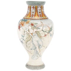 Antique Monumental 19th Century Choisy-le-Roi Art Nouveau Vase, Artist Signed
