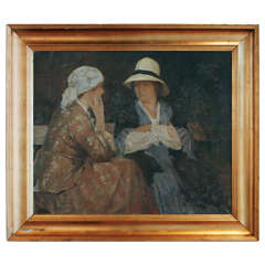 Two Women Painting by Herman Vedel, Signed and Dated 1915