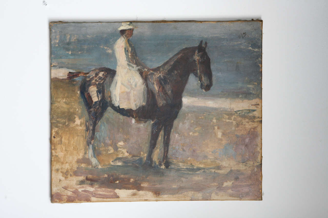 One of our favorite Scandinavian artists Herman Vedel, with a painting of his wife on horseback.