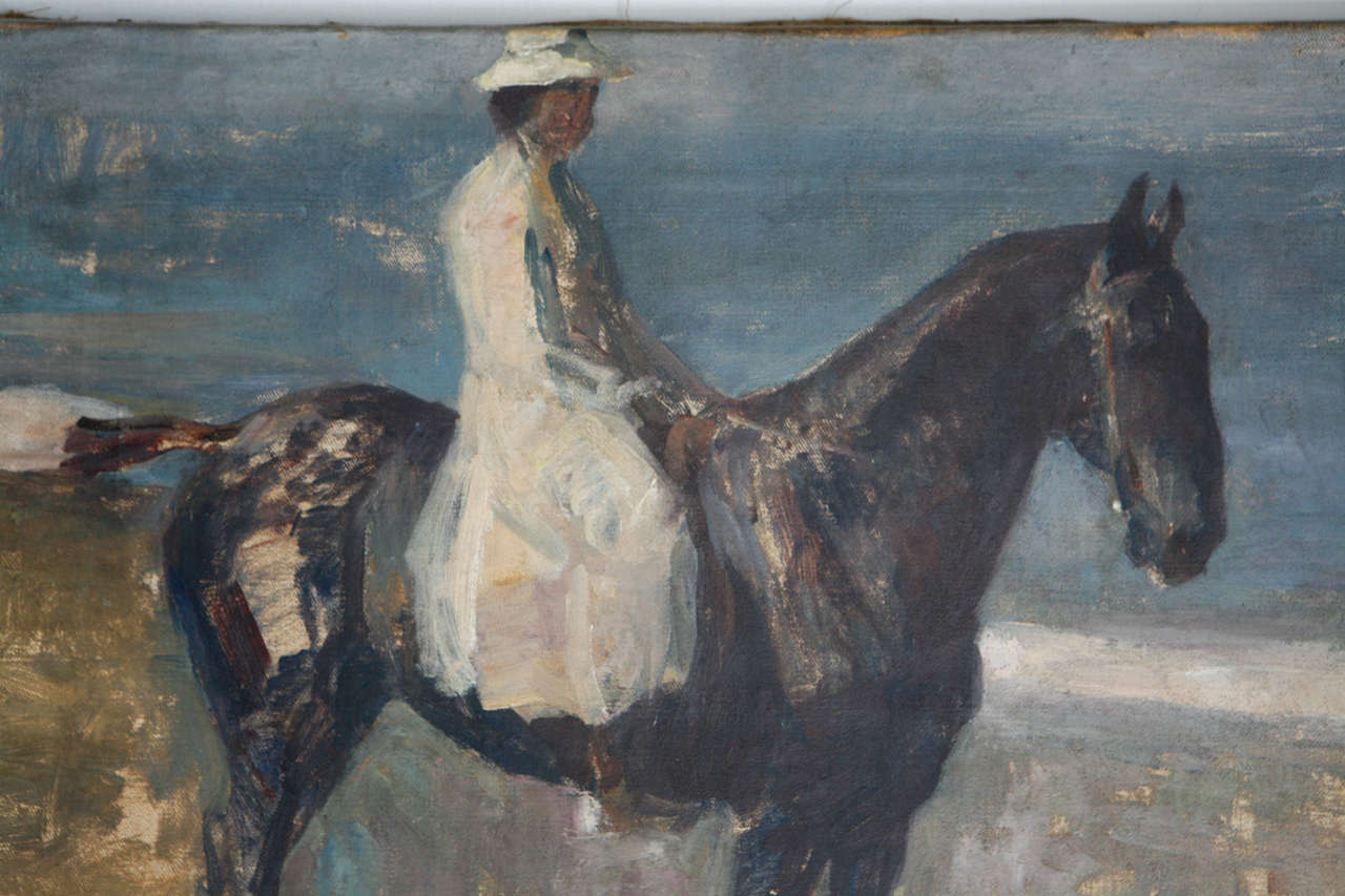 Painting of Artist's Wife on a Horse by Herman Vedel, 1914 In Good Condition In Los Angeles, CA