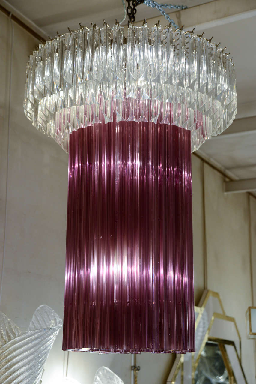 Murano glass chandelier.
Purple and clear glass
Italy
1980's


