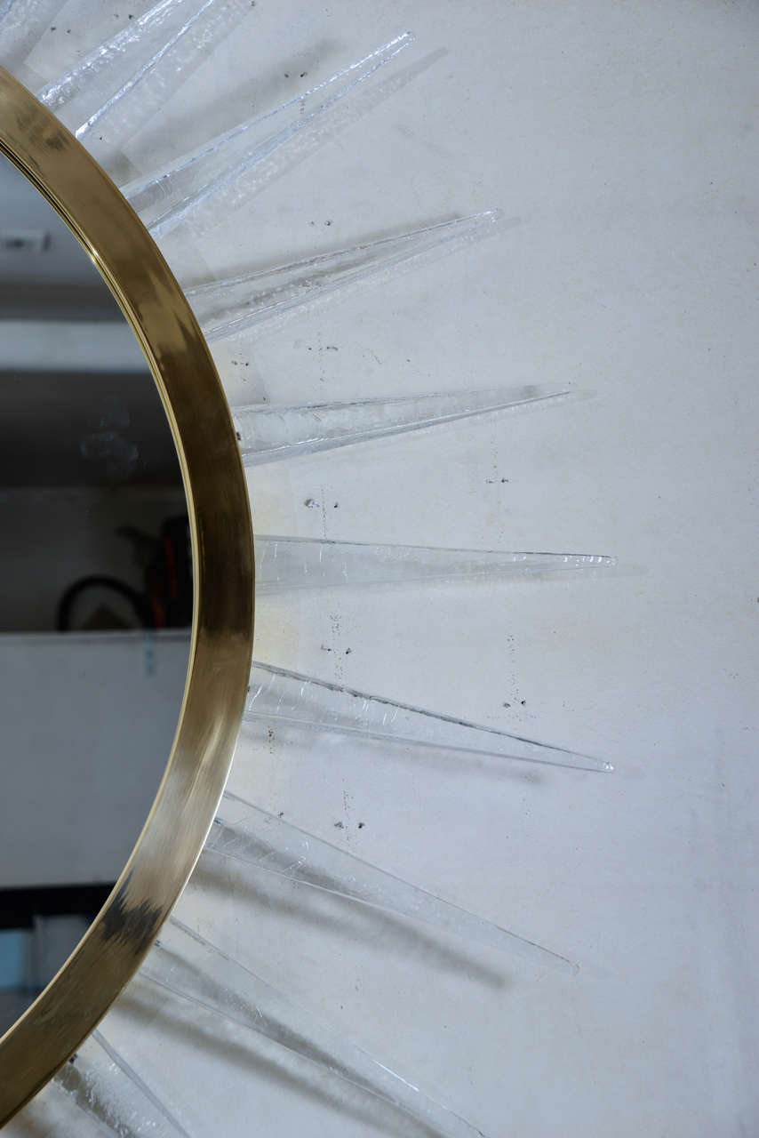French Huge Sunburst Mirror Designed by Regis Royant
