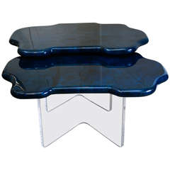 Vintage Pair of Goat Skin Tables by Aldo Tura