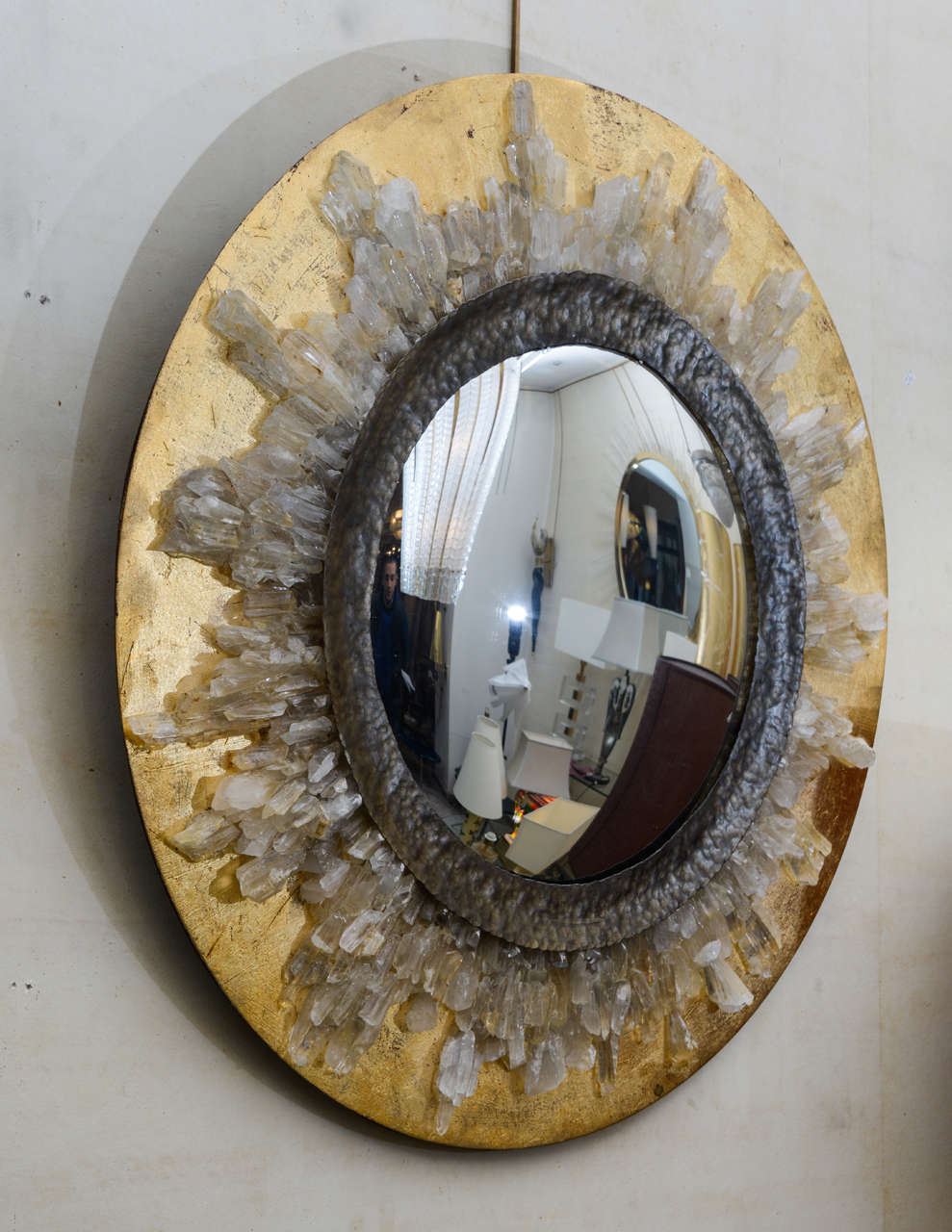 Gold Leaf Rock Crystal Mirror by Enzo Missoni