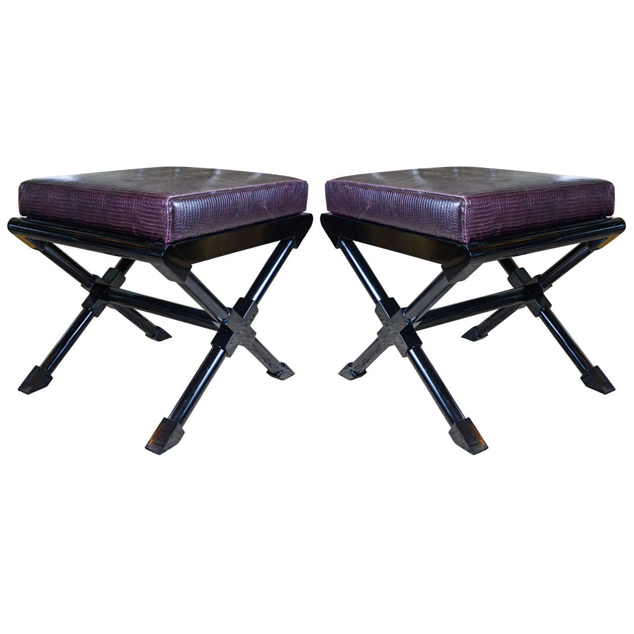 Pair of Lacquered Wood Stools in the Style of André Arbus