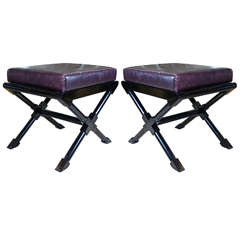 Pair of Lacquered Wood Stools in the Style of André Arbus