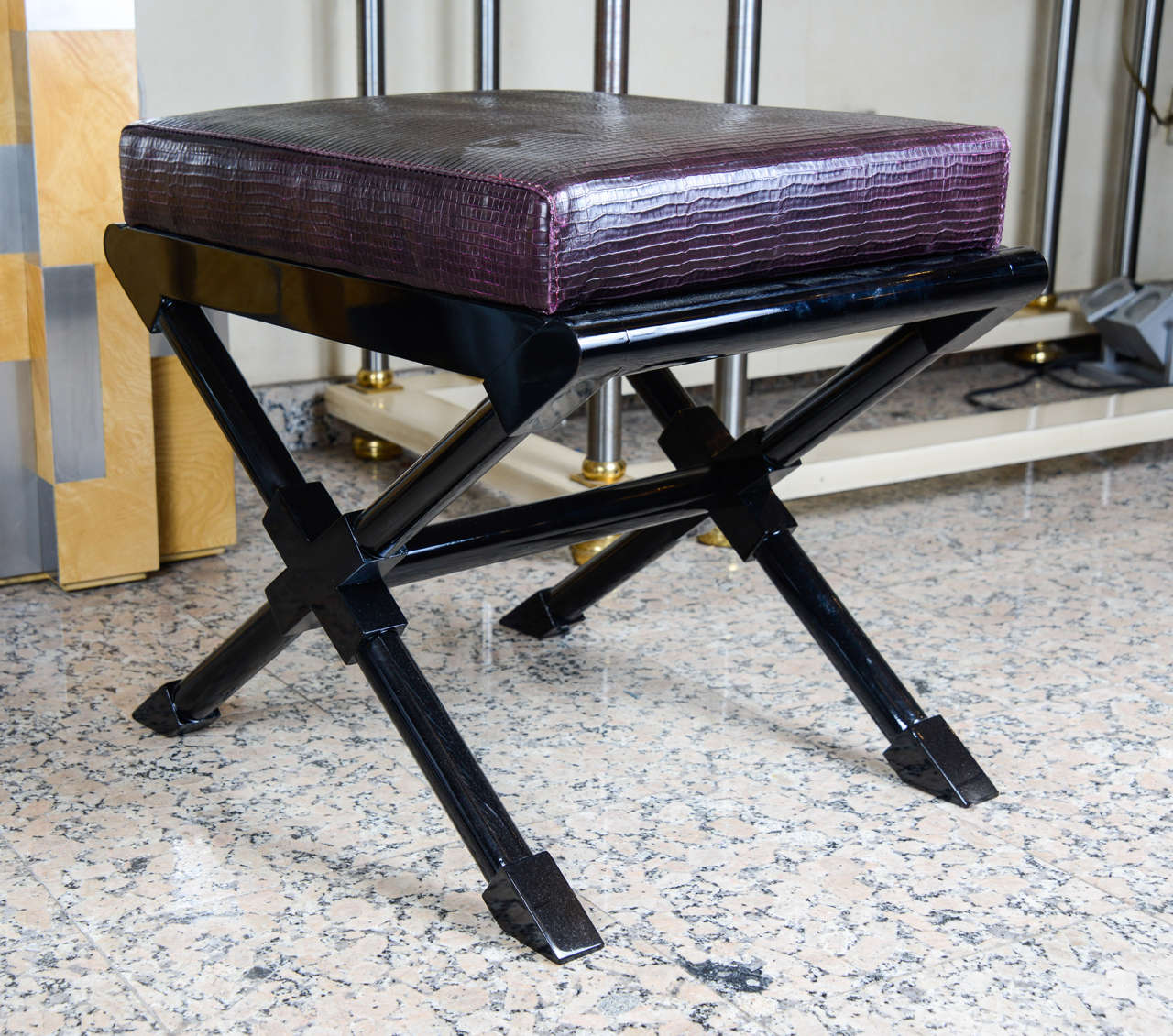 Late 20th Century Pair of Lacquered Wood Stools in the Style of André Arbus