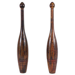 Pair of Tall Antique Bowling Pins by Spalding