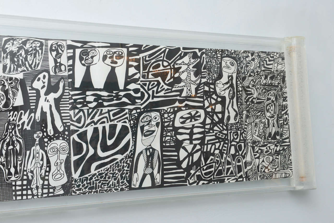 Seltene Jean Dubuffet Monochrome Siebdruck Wandmalerei auf Papierrolle:: 