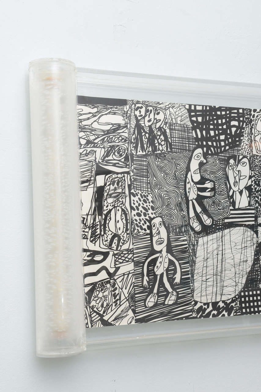 Seltene Jean Dubuffet Monochrome Siebdruck Wandmalerei auf Papierrolle:: 