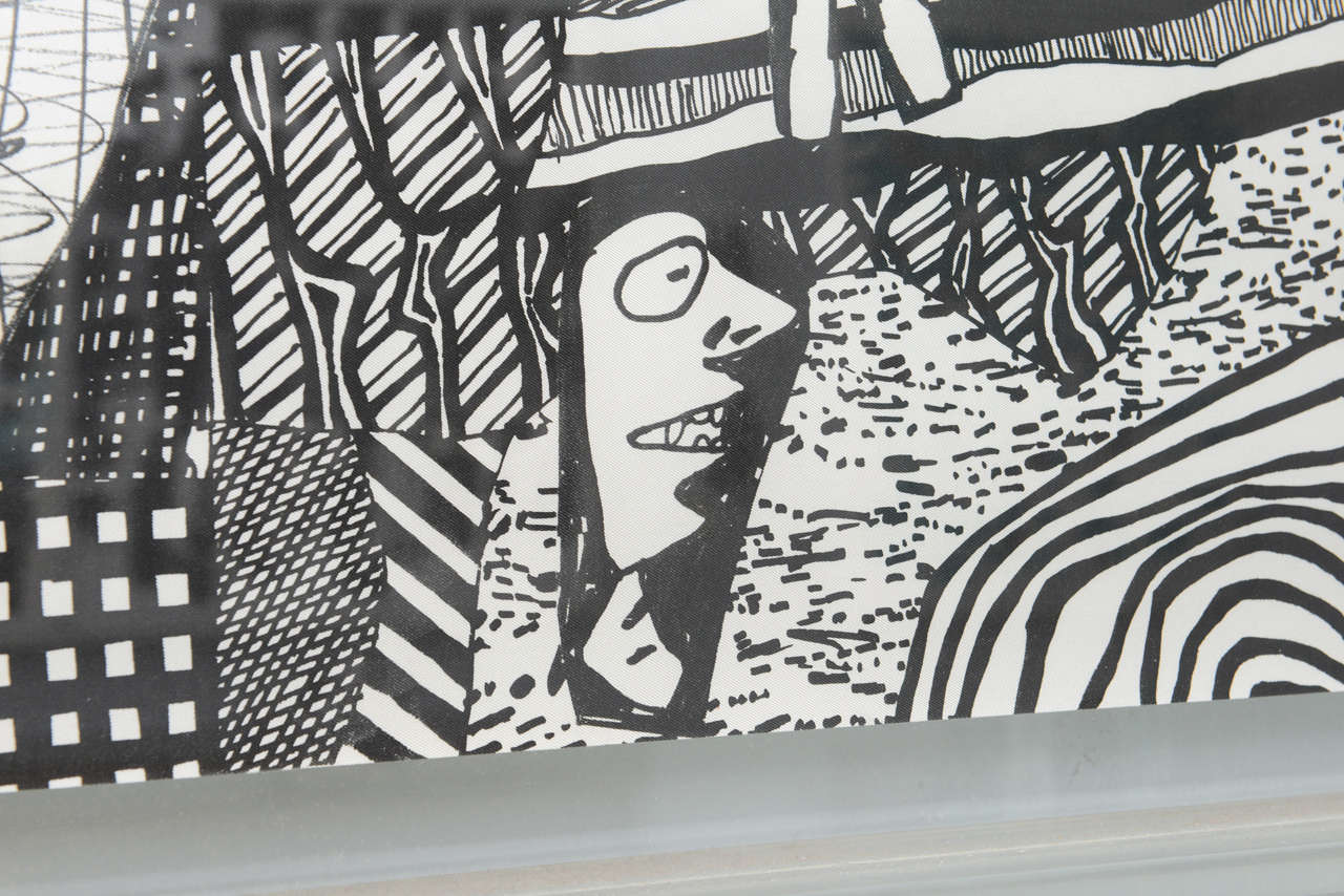 Seltene Jean Dubuffet Monochrome Siebdruck Wandmalerei auf Papierrolle:: 