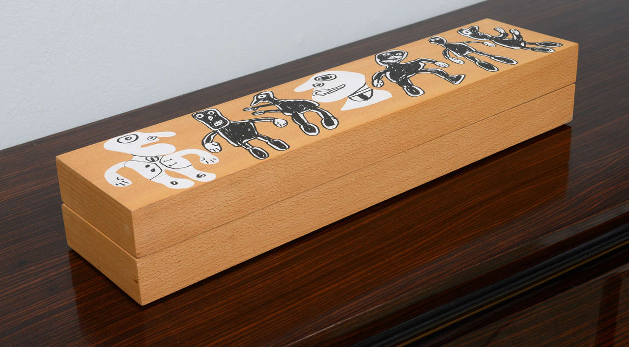 Seltene Jean Dubuffet Monochrome Siebdruck Wandmalerei auf Papierrolle:: 