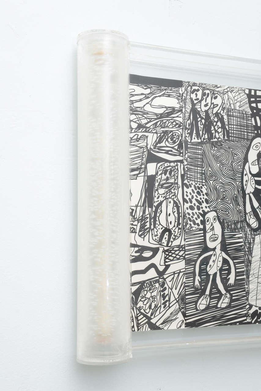 Seltene Jean Dubuffet Monochrome Siebdruck Wandmalerei auf Papierrolle:: 