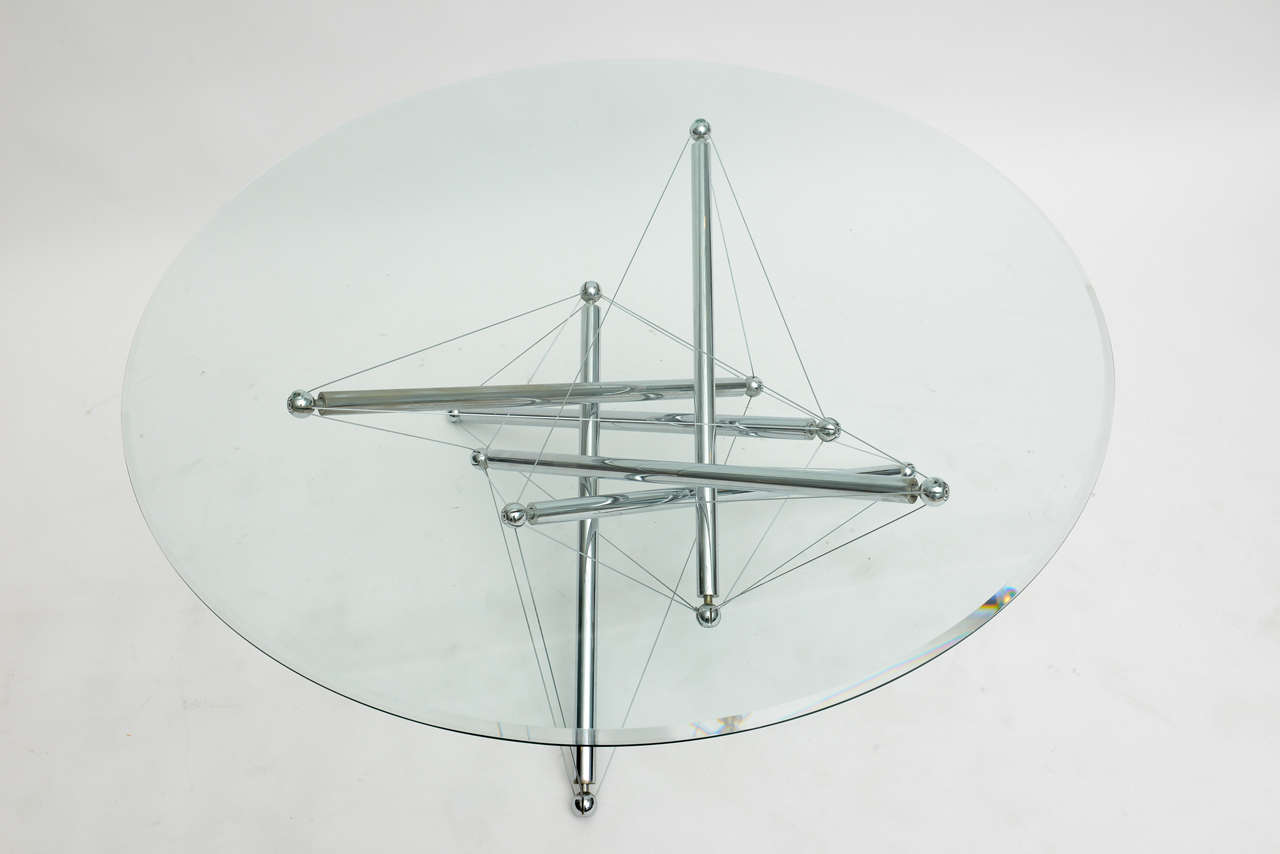 Mid-Century Modern Italian Modern Polished Chrome Low Table, Theodore Waddell for Cassina